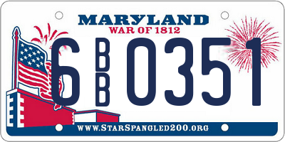 MD license plate 6BB0351