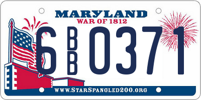 MD license plate 6BB0371