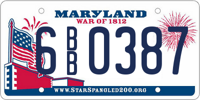 MD license plate 6BB0387