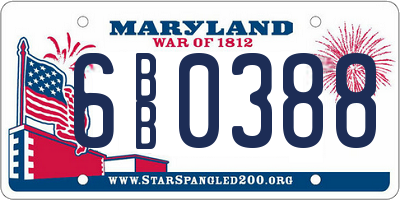 MD license plate 6BB0388