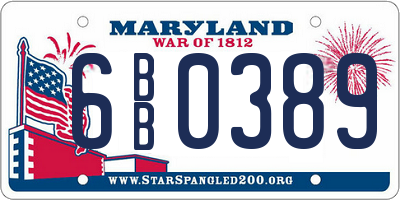 MD license plate 6BB0389