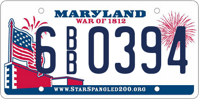 MD license plate 6BB0394