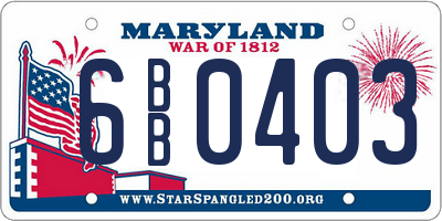 MD license plate 6BB0403