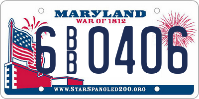 MD license plate 6BB0406