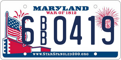 MD license plate 6BB0419