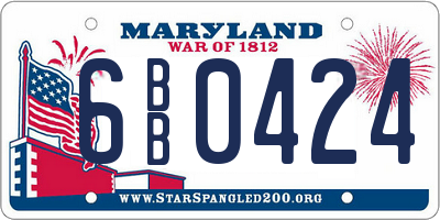 MD license plate 6BB0424