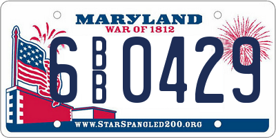 MD license plate 6BB0429