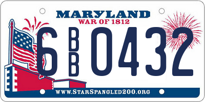 MD license plate 6BB0432