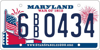 MD license plate 6BB0434