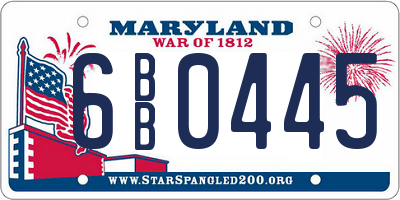 MD license plate 6BB0445