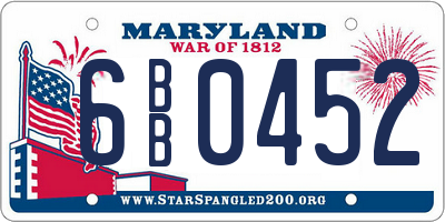 MD license plate 6BB0452