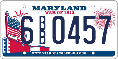 MD license plate 6BB0457
