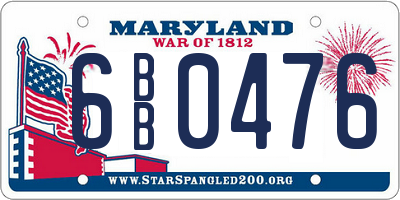 MD license plate 6BB0476