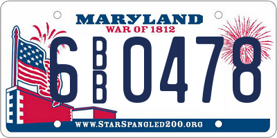 MD license plate 6BB0478