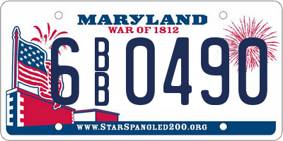 MD license plate 6BB0490