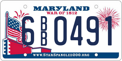 MD license plate 6BB0491