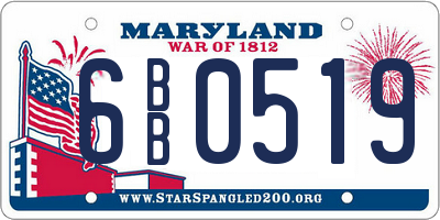 MD license plate 6BB0519