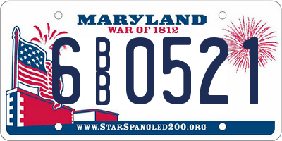 MD license plate 6BB0521