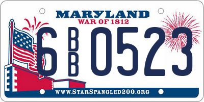 MD license plate 6BB0523