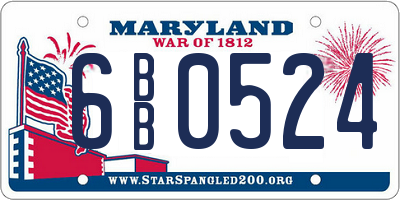 MD license plate 6BB0524