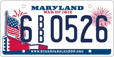 MD license plate 6BB0526