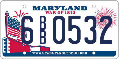 MD license plate 6BB0532