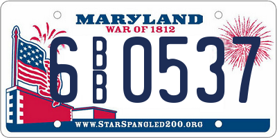 MD license plate 6BB0537