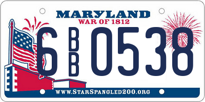 MD license plate 6BB0538