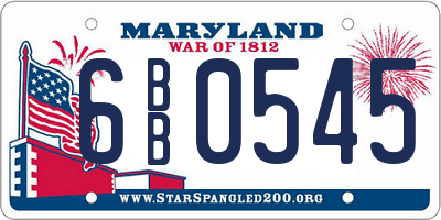 MD license plate 6BB0545