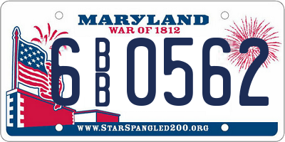 MD license plate 6BB0562