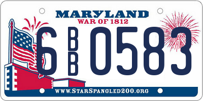 MD license plate 6BB0583