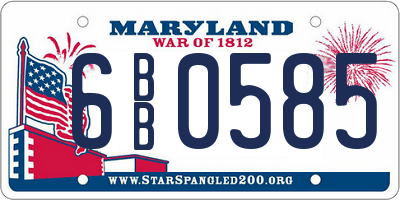 MD license plate 6BB0585