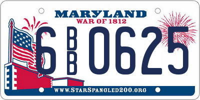 MD license plate 6BB0625