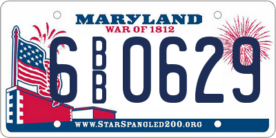 MD license plate 6BB0629