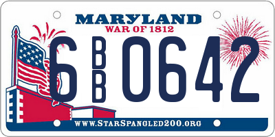 MD license plate 6BB0642