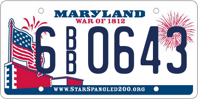 MD license plate 6BB0643