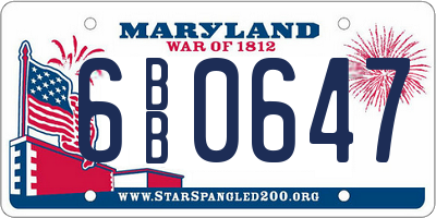 MD license plate 6BB0647