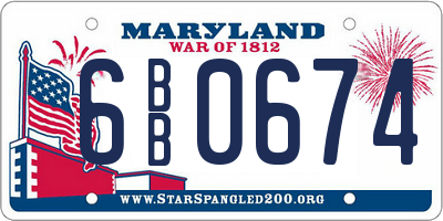 MD license plate 6BB0674