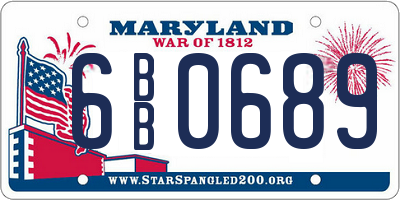 MD license plate 6BB0689