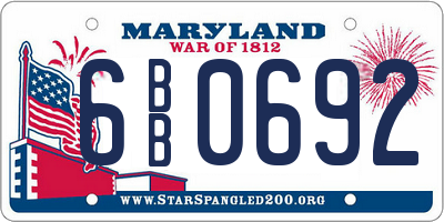 MD license plate 6BB0692