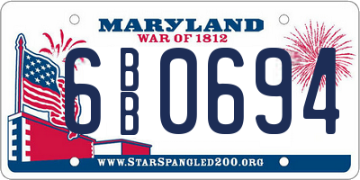 MD license plate 6BB0694