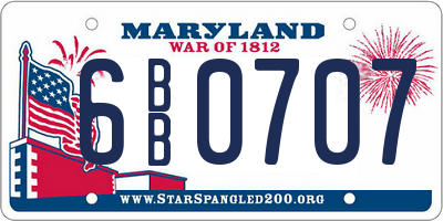 MD license plate 6BB0707