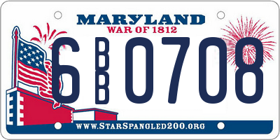 MD license plate 6BB0708