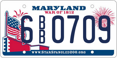 MD license plate 6BB0709