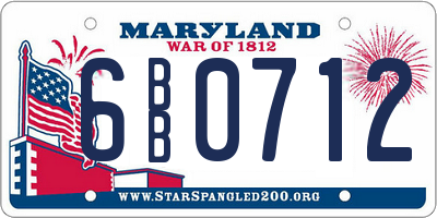 MD license plate 6BB0712