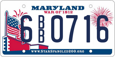 MD license plate 6BB0716