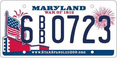 MD license plate 6BB0723