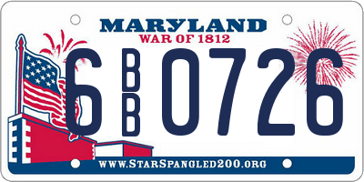 MD license plate 6BB0726