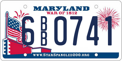 MD license plate 6BB0741