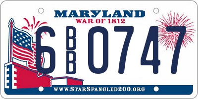 MD license plate 6BB0747